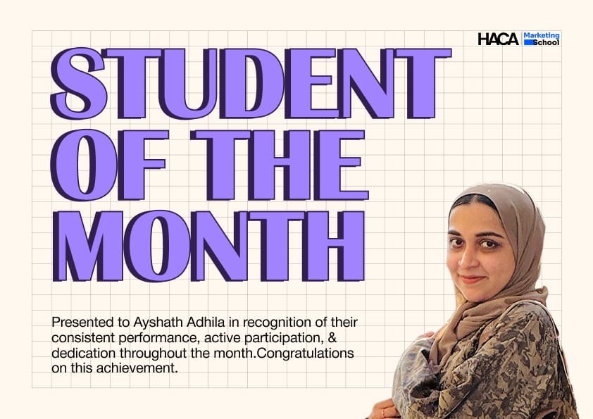HACA Marketing School Student of the Month award presented to Ayshath Adhila